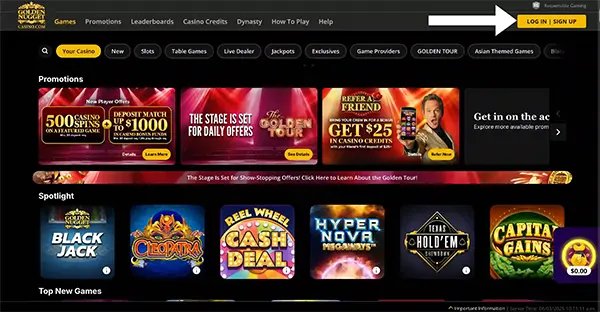 mobil casino interface